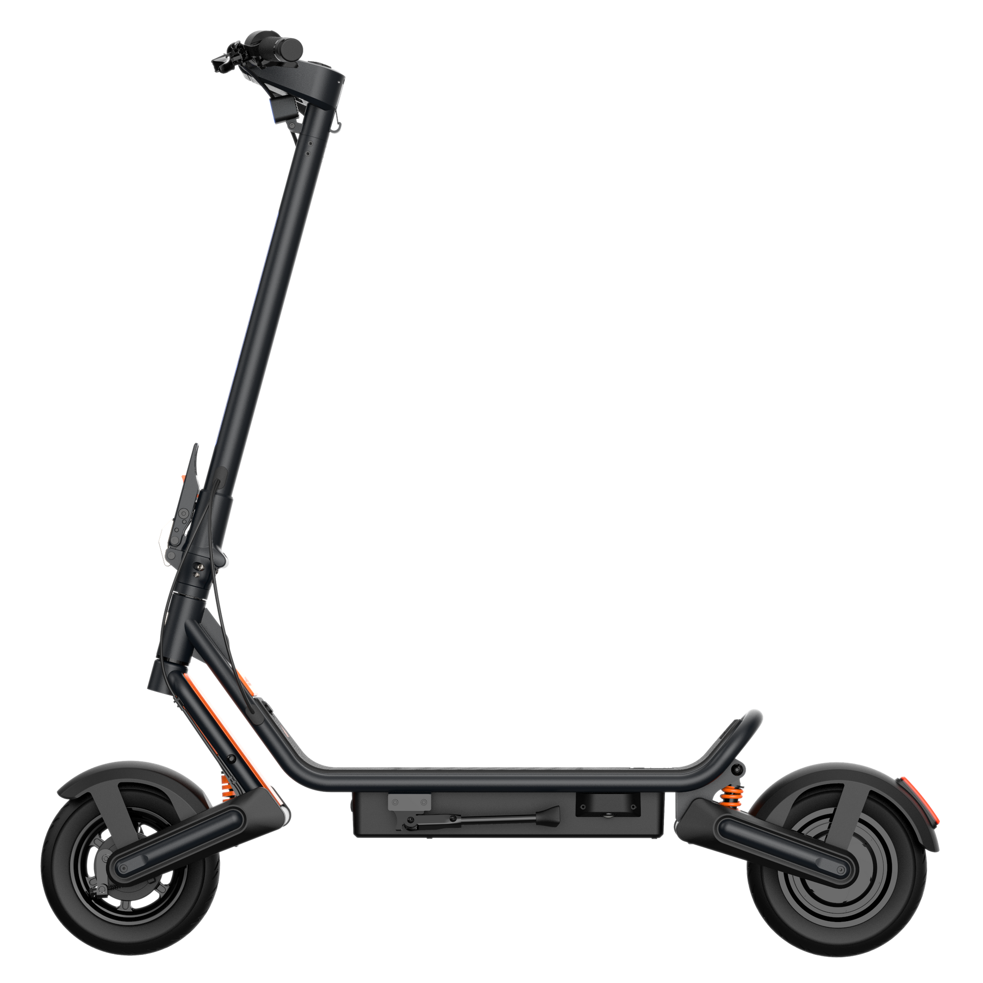 Black electric scooter on a white background