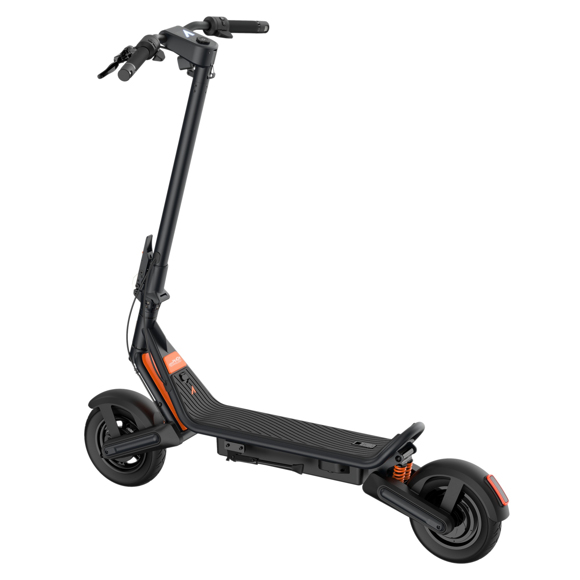 Black electric scooter on a white background