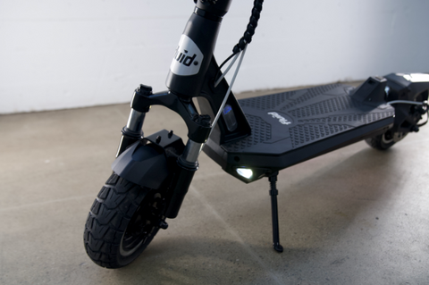 e-scooter parked with kickstand