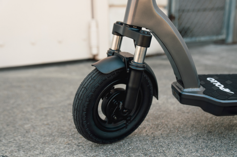 The Apollo Air has 10-inch tubed tires that are easy to get off and on for tire/tube changes