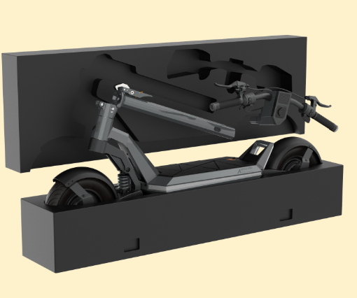 A travel case for a lightweight, portable electric scooter.