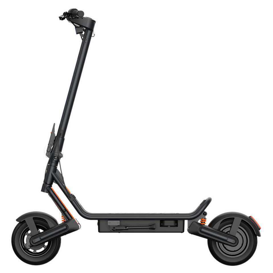 Black electric scooter on a white background