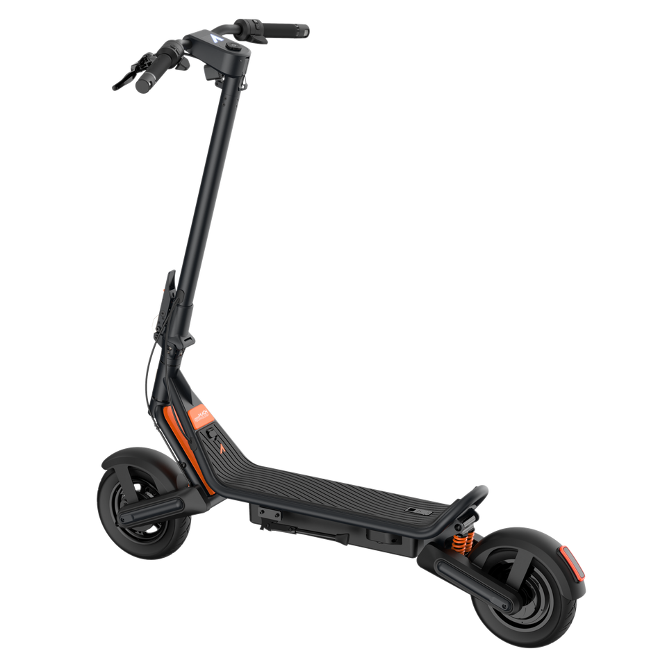 Black electric scooter on a white background